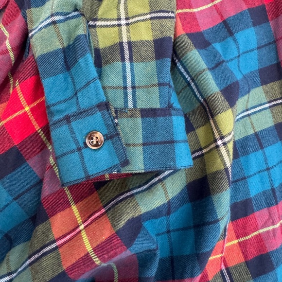 NWT Kiel James Patrick Size L Flannel Tartan Plaid Dress Tie Waist Pockets - Picture 15 of 15